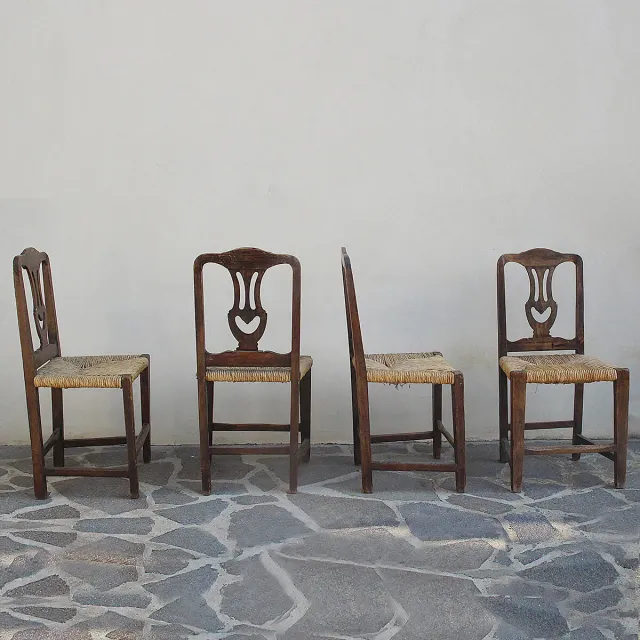 Lira Fine 700 set 4 sedie legno paglia intrecciata
