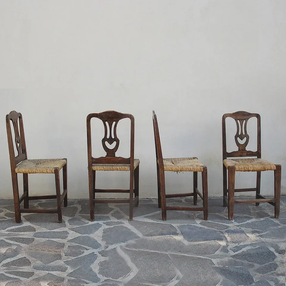 Lira Fine 700 set 4 sedie legno paglia intrecciata