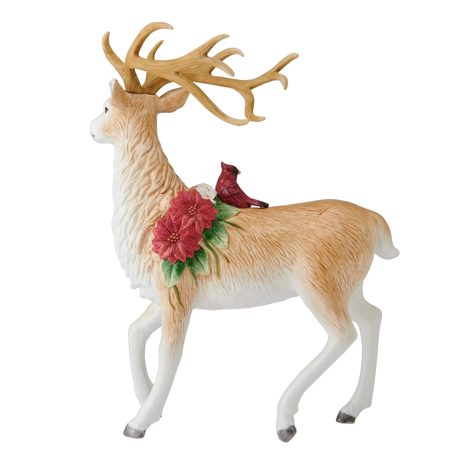 Fitz and Floyd Poinsettia cervo statuetta 41 cm marrone