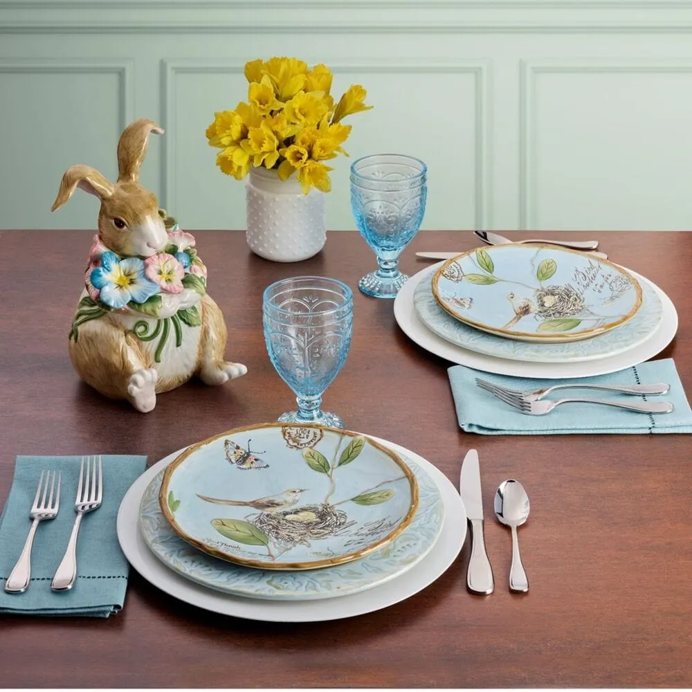 Fitz and Floyd Toulouse Set 4 Piatti Insalata Blu in Gres