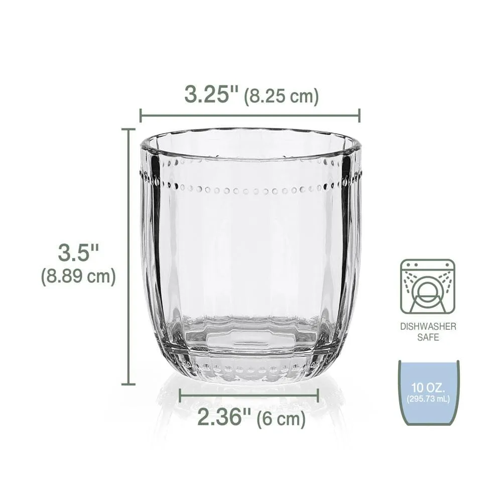 Fitz and Floyd Beaded Double Old Fashioned Bicchieri Set 4 Vetro