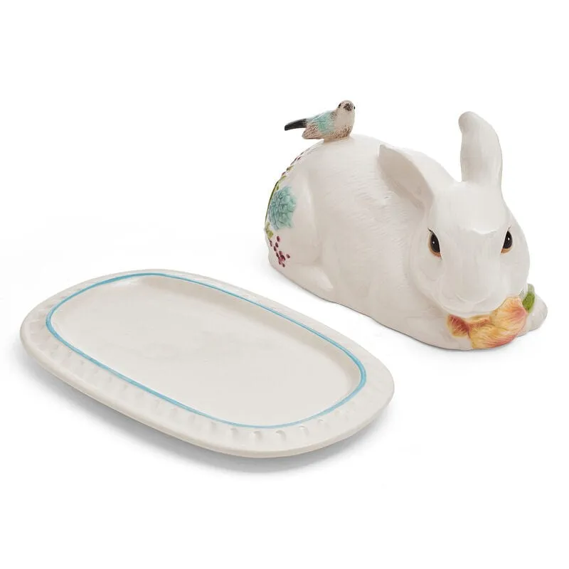 Fitz and Floyd Meadow Rabbit portaburro con coperchio