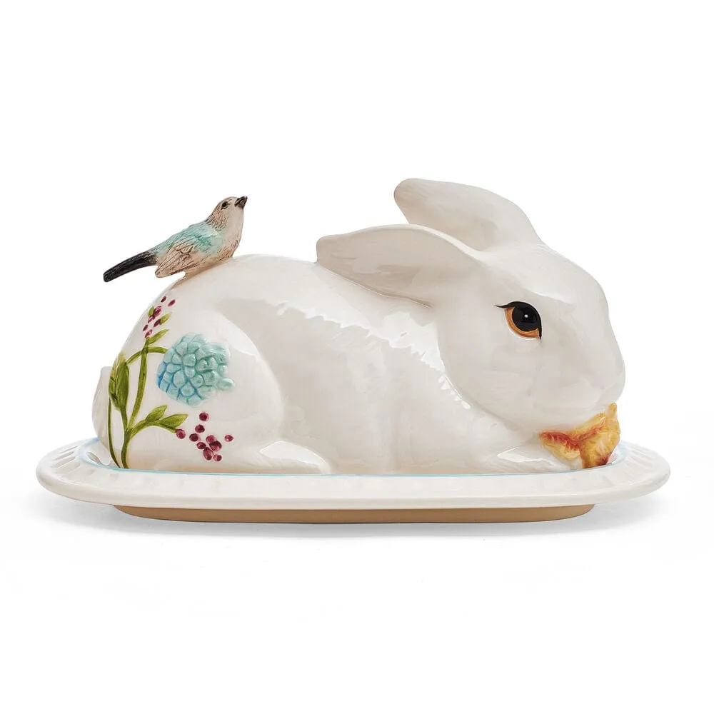 Fitz and Floyd Meadow Rabbit portaburro con coperchio