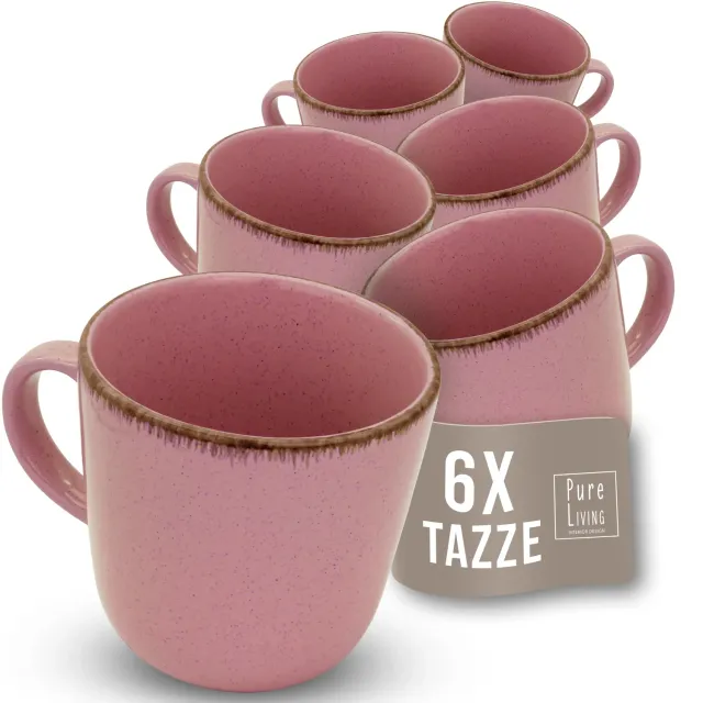 Pure Living Rustico tazzine caffè 6 pezzi rosa gres