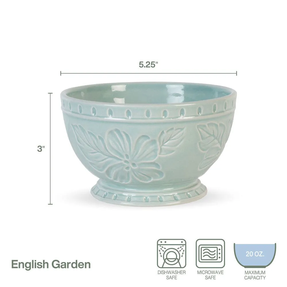 Fitz and Floyd English Garden ciotole zuppa set 4 gres