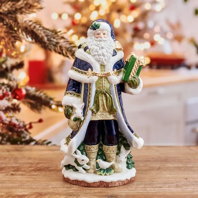 Fitz and Floyd Telluride Studio Blue Santa statuetta blu 33 cm