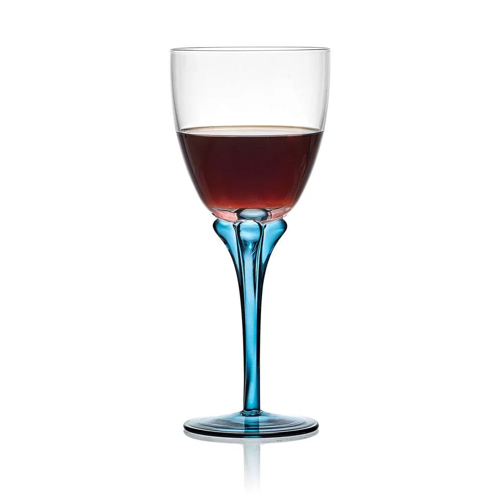 Fitz and Floyd Jardin set 4 calici vino blu cristallo