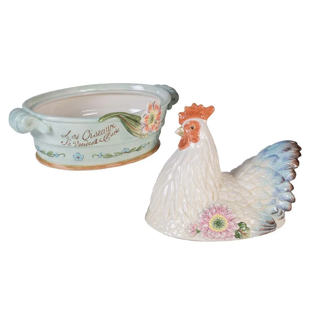 Fitz and Floyd Toulouse Hen Ciotola Verdure con Coperchio 1,4 L