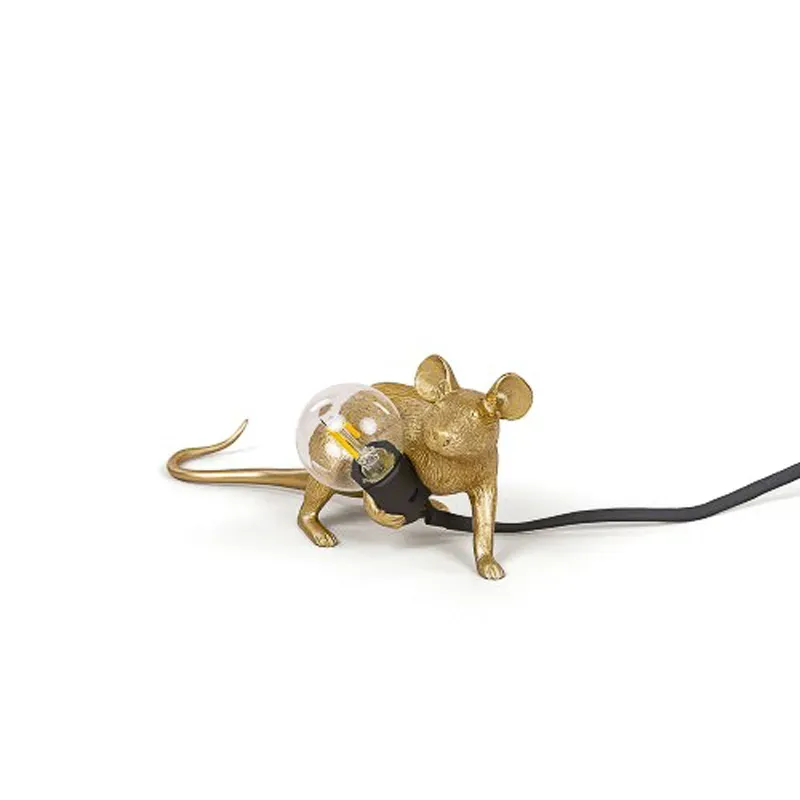 Seletti Mouse Lamp Lying lampada topo oro resina