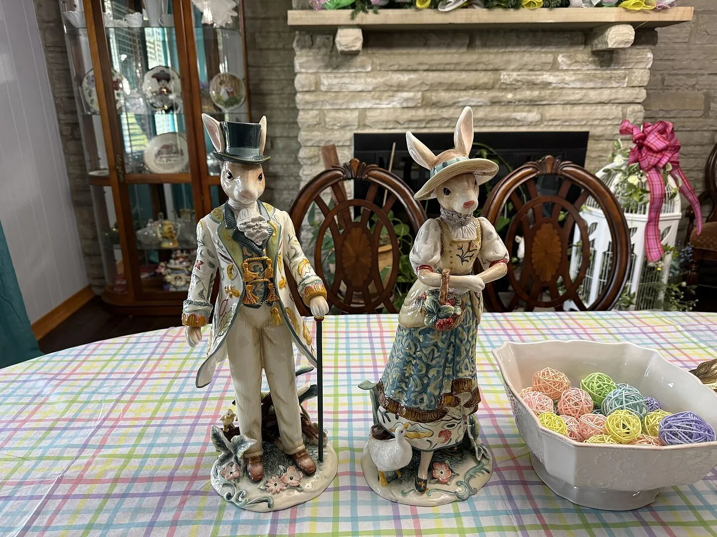 Fitz and Floyd Dapper Rabbits Female statuina coniglio 51 cm