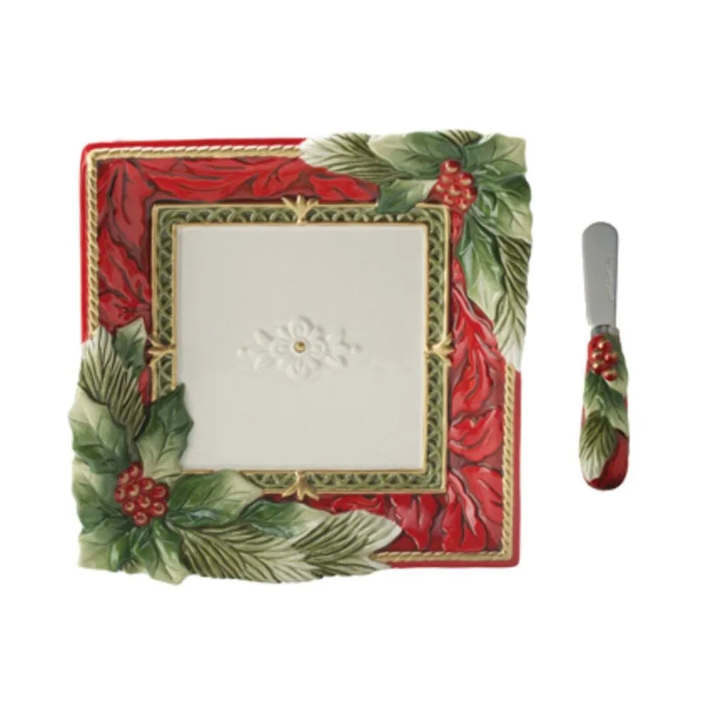 Fitz and Floyd Holiday Home Piatto Antipasto con Spalmatore Natalizio