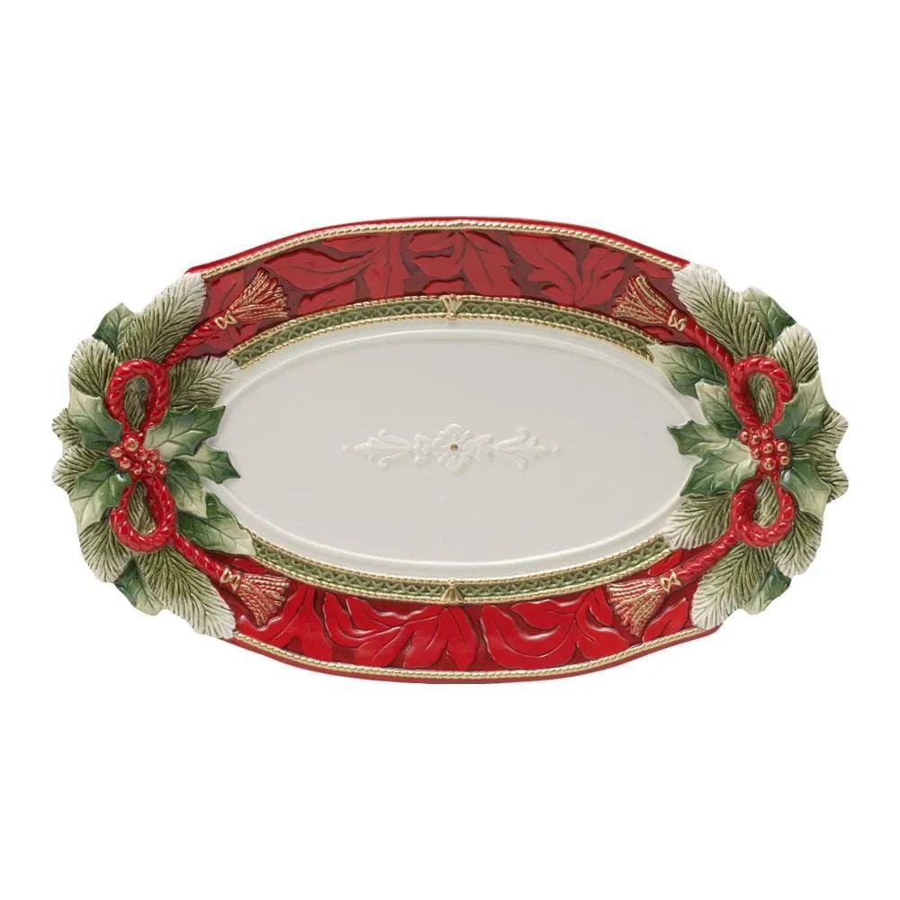 Fitz and Floyd Holiday Home Piatto Portata Grande ceramica rossa