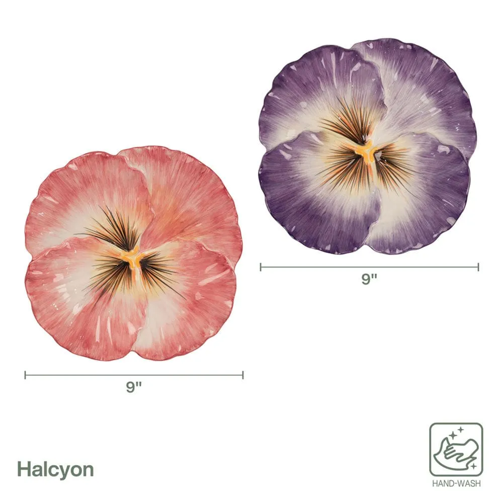 Fitz and Floyd Halcyon set 2 piatti antipasto viola fiore