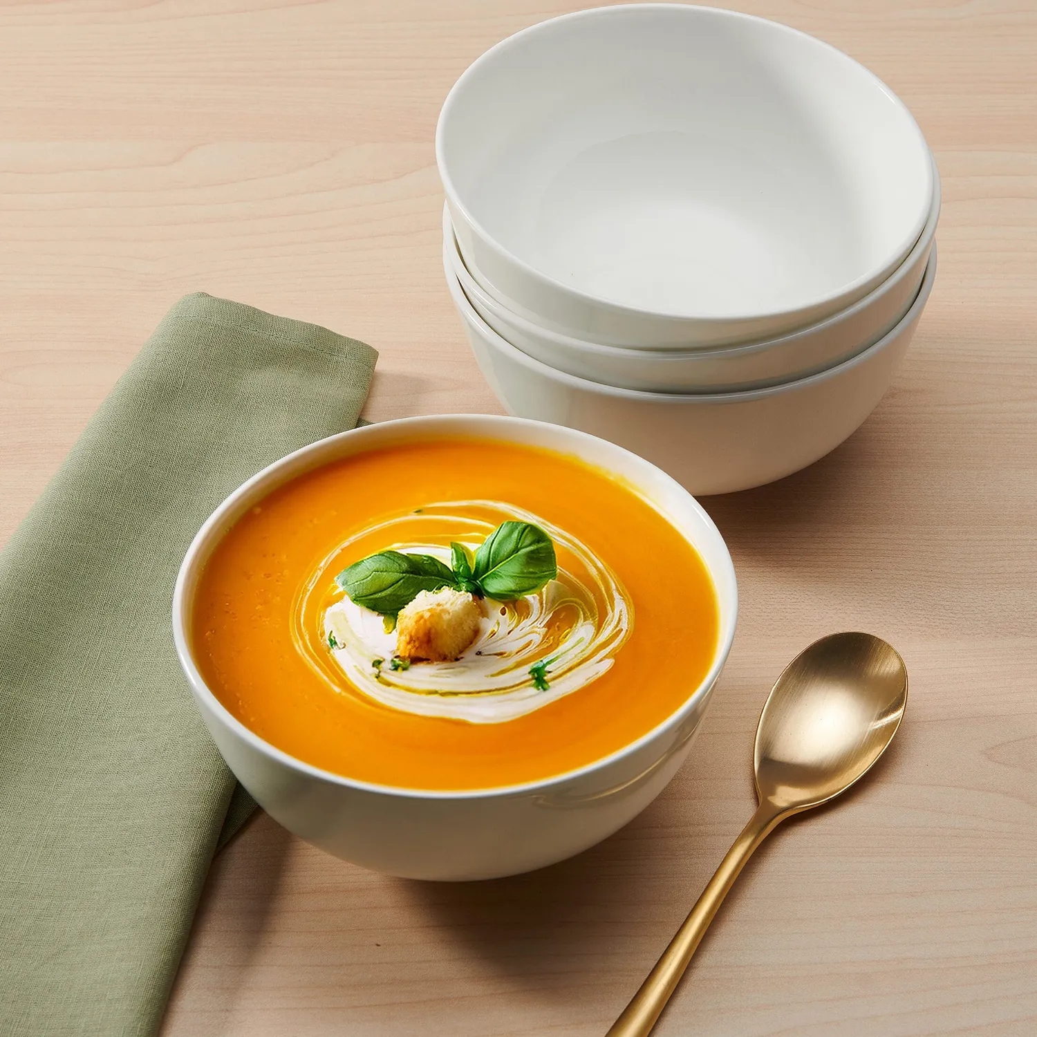 Fitz and Floyd Nevaeh White Classic Rim ciotole zuppa 4 pezzi