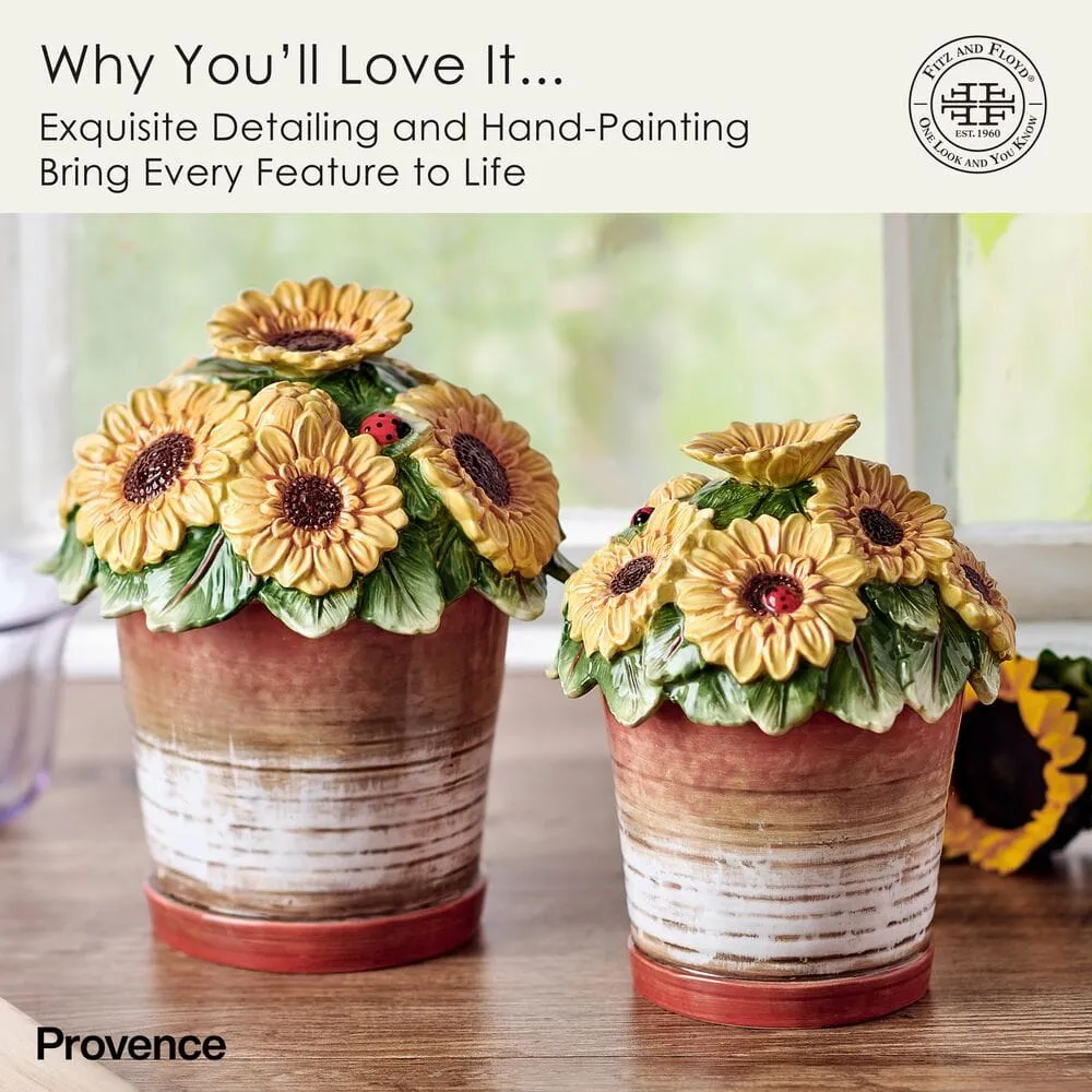 Fitz and Floyd Provence Sunflower Pots barattoli set 2 ermetici