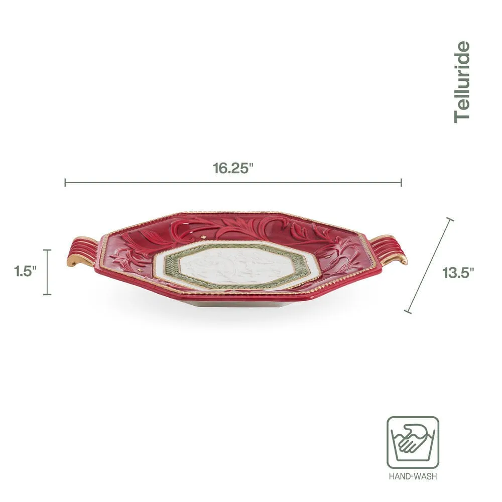 Fitz and Floyd Telluride Platter with Handles vassoio rosso