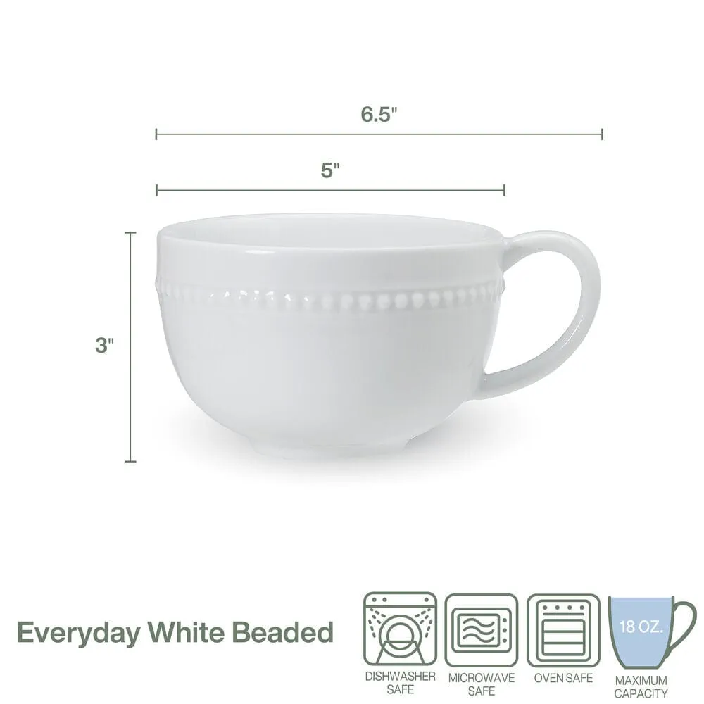 Fitz and Floyd Everyday White Beaded tazze zuppa porcellana 2 pezzi