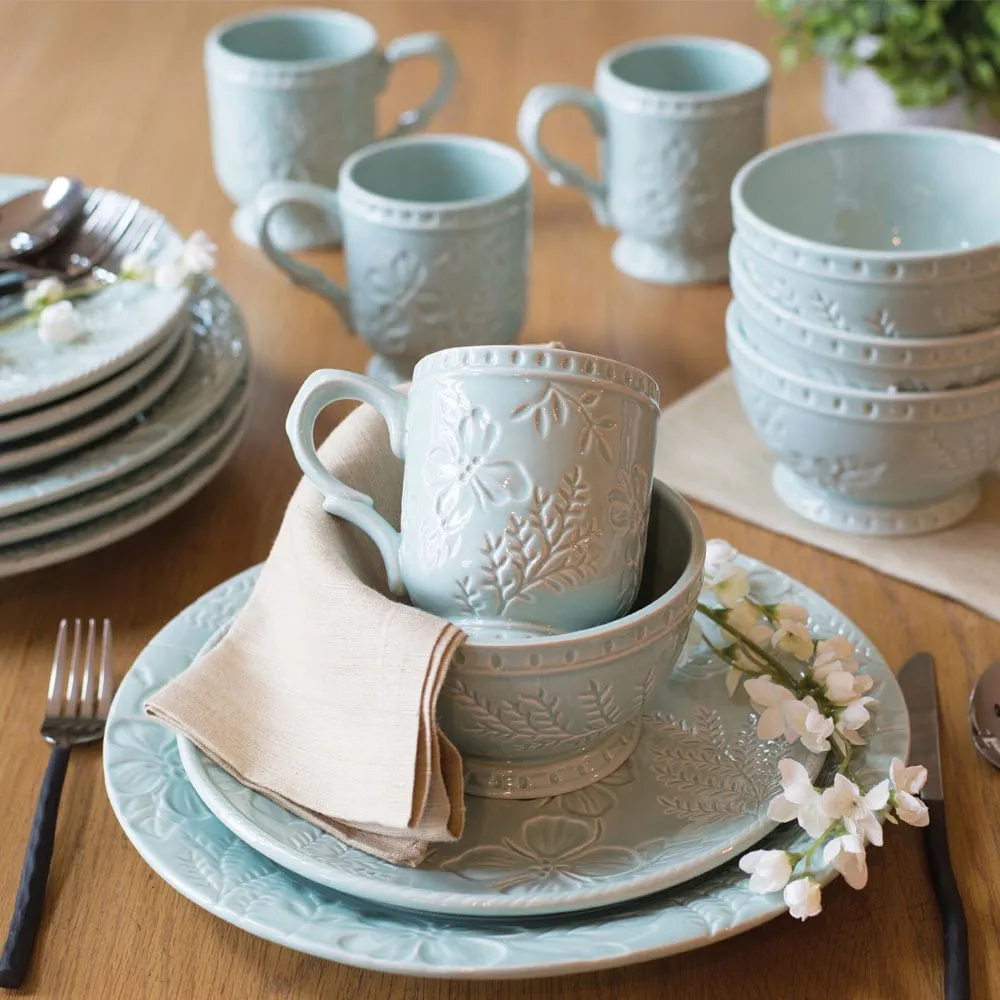 Fitz and Floyd English Garden set 4 mug gres 350 ml blu