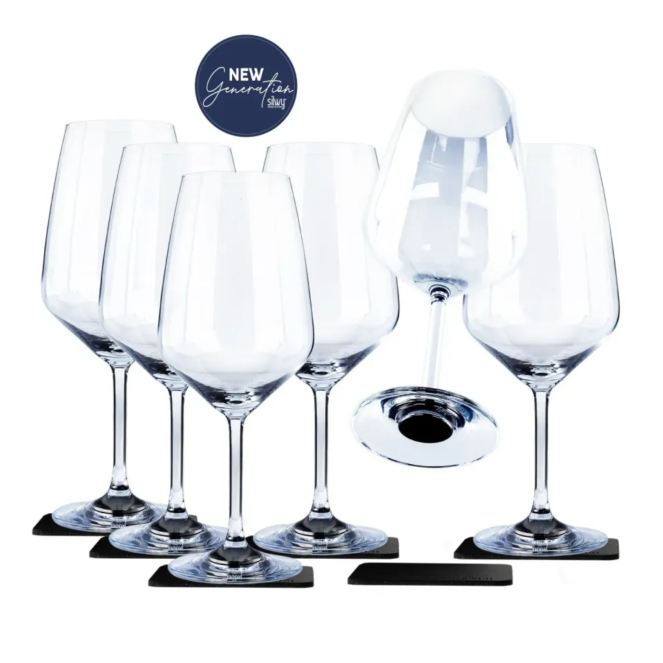 Silwy Vino Set Bicchieri Magnetici Tritan con Pad