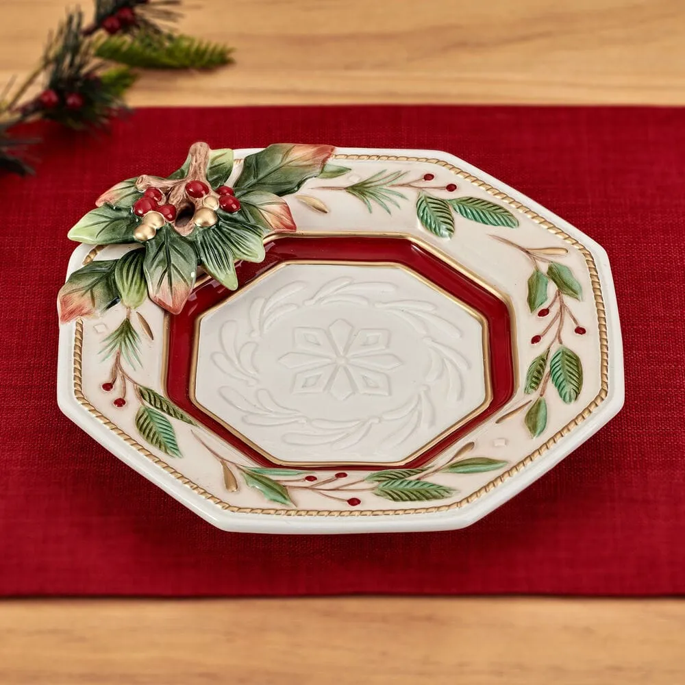 Fitz and Floyd Woodland Holiday piatto ottagonale acacia