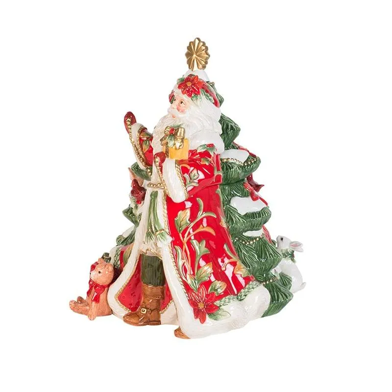 Fitz and Floyd Cardinal Christmas biscottiera Santa