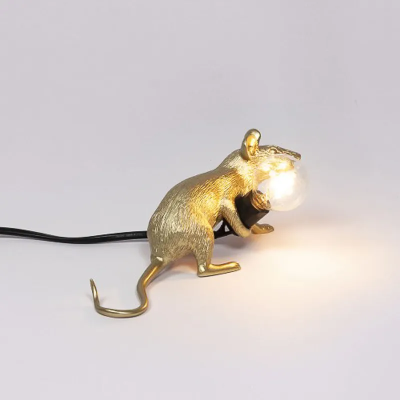 Seletti Mouse Lamp Lying lampada topo oro resina