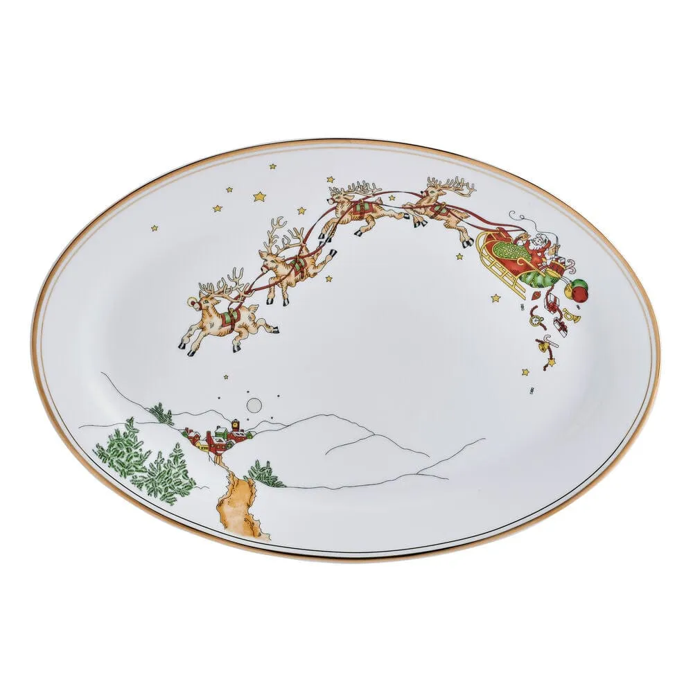 Fitz and Floyd St. Nicholas vassoio porcellana oro 35 cm