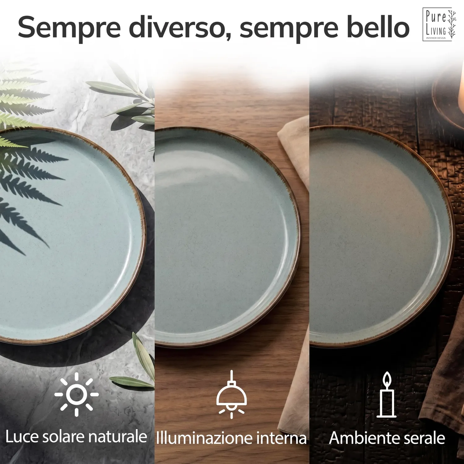 Pure Living Rustic servizio piatti 18 pezzi blu fumo ceramica