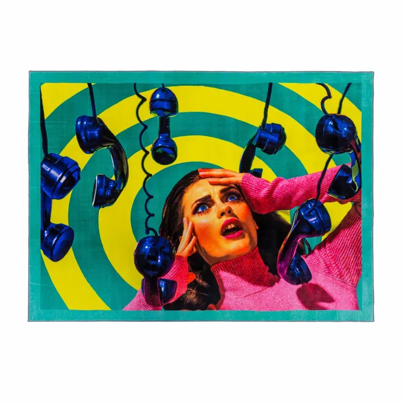 Seletti Wears Toiletpaper Phones tappeto rettangolare