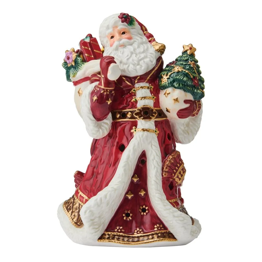 Fitz and Floyd Renaissance Holiday Luminary Santa statuetta LED rossa 23 cm