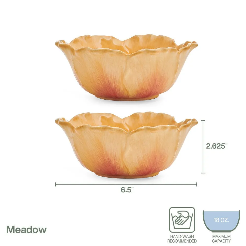Fitz and Floyd Meadow Tulip ciotole set 2 pezzi gialle