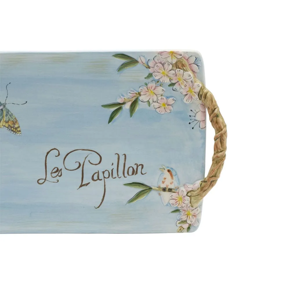 Fitz and Floyd Toulouse vassoio rettangolare ceramica fiori
