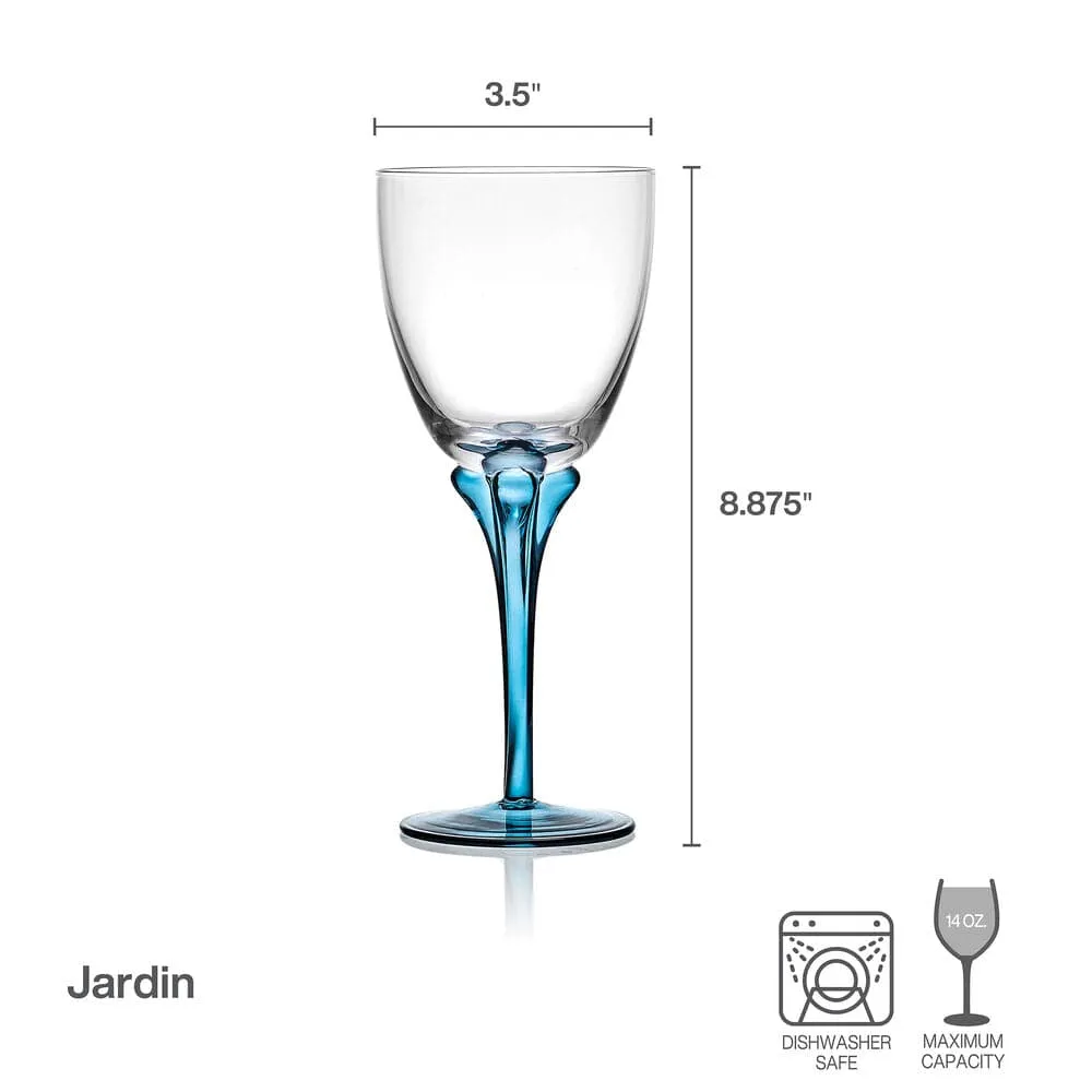 Fitz and Floyd Jardin set 4 calici vino blu cristallo