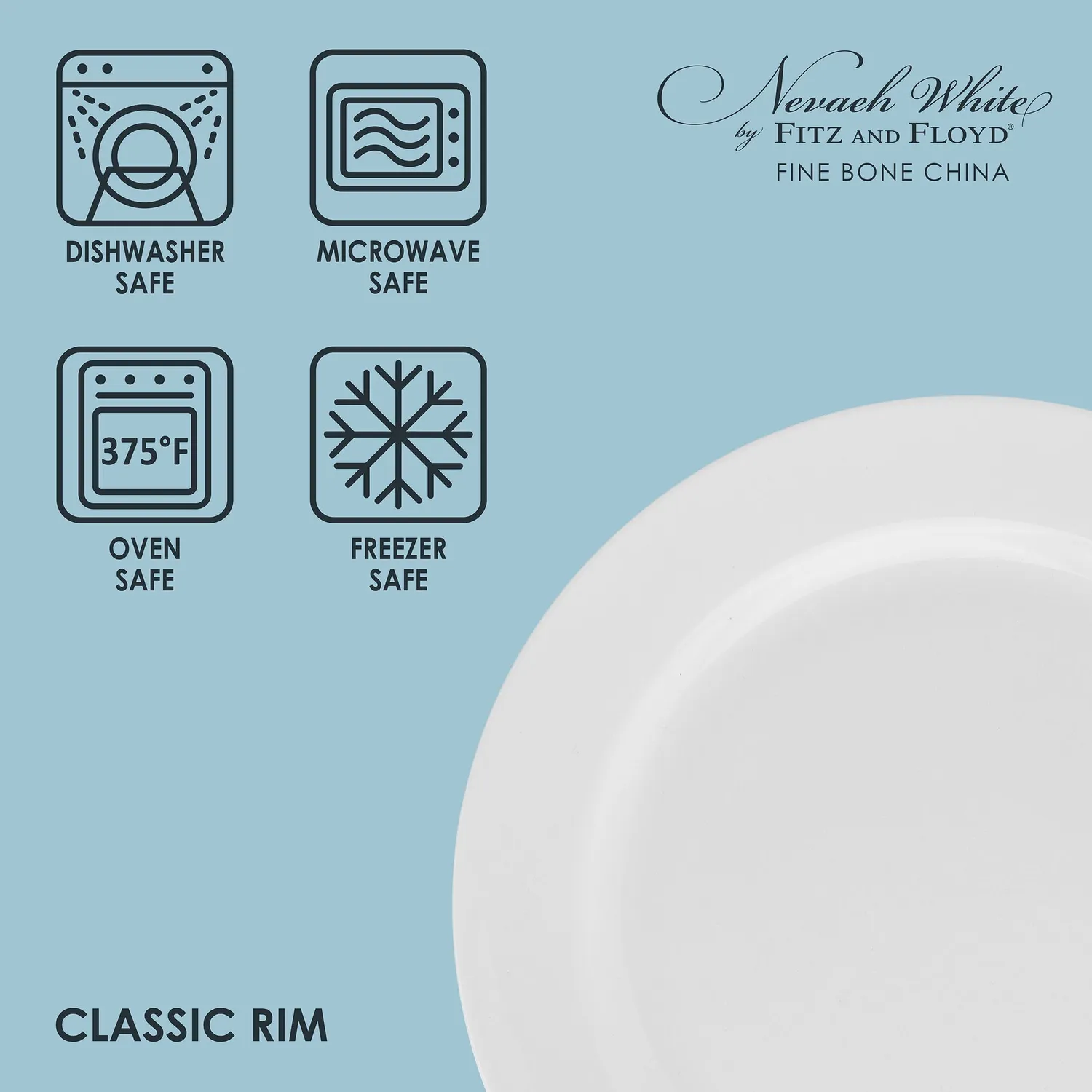 Fitz and Floyd Nevaeh White piatti frutta set 4 bone china bordo liscio