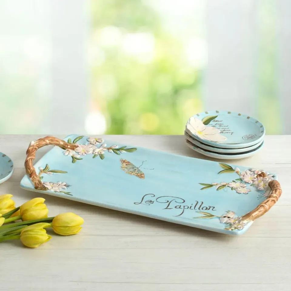 Fitz and Floyd Toulouse vassoio rettangolare ceramica fiori