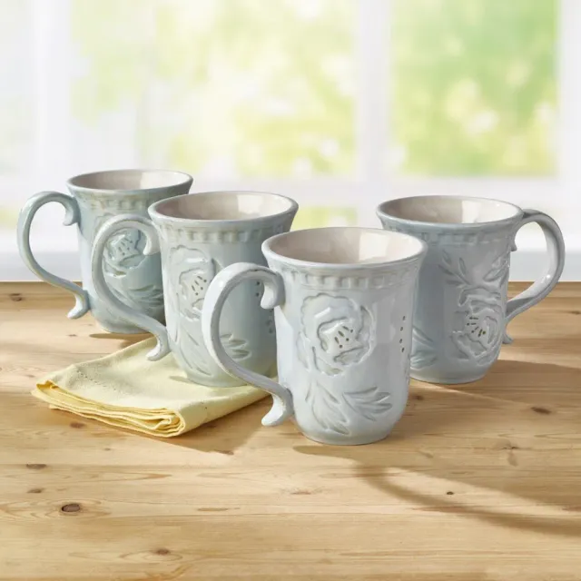 Fitz and Floyd Toulouse Blue set 4 mug in gres blu