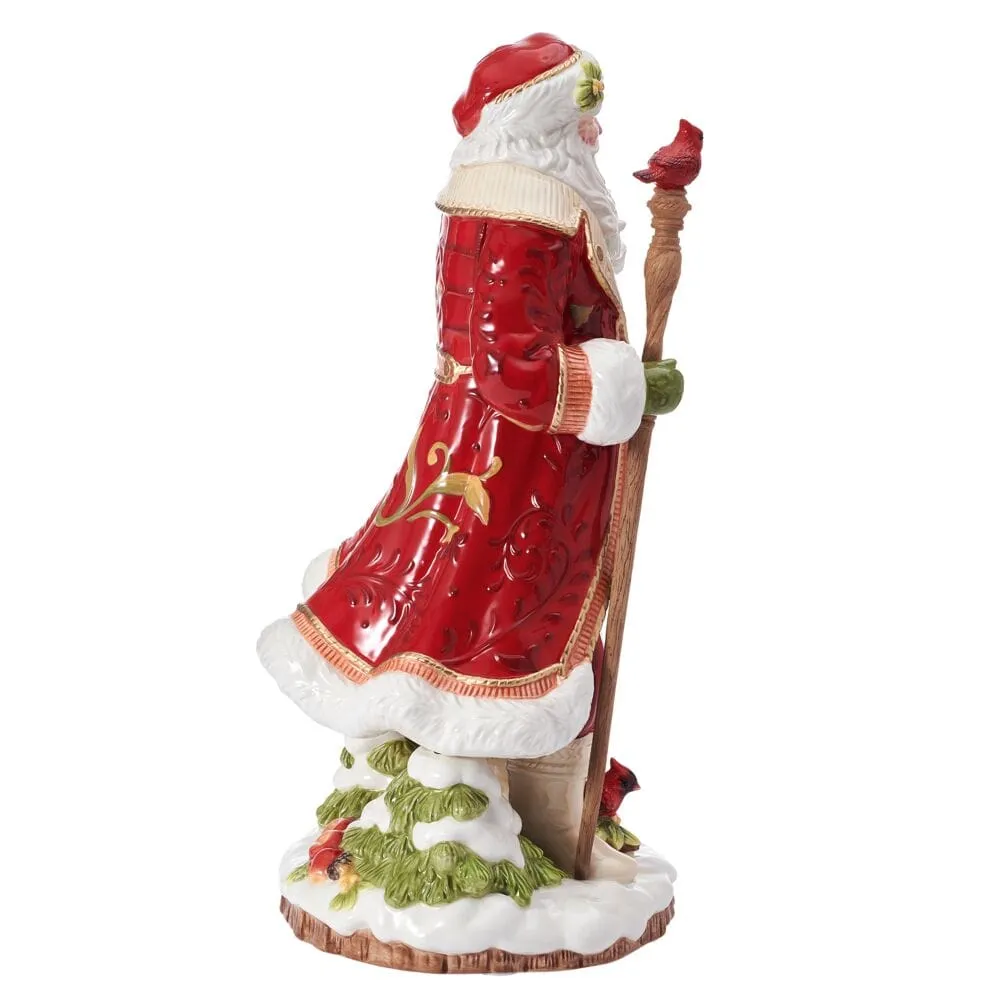 Fitz and Floyd Poinsettia Holiday statuetta Santa rosso 44 cm