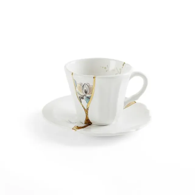 Seletti Kintsugi tazza caffè piattino oro n.3
