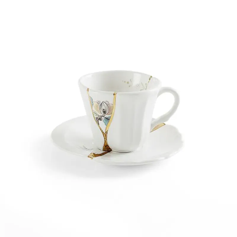 Seletti Kintsugi tazza caffè piattino oro n.3
