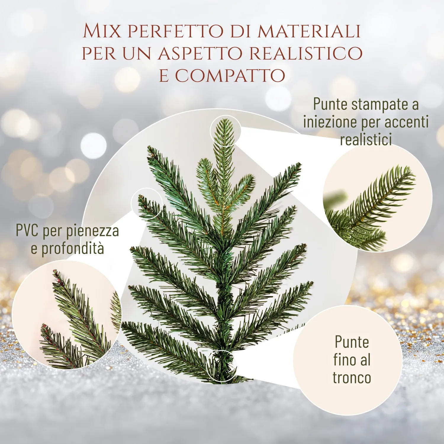 Pure Living albero di Natale artificiale 180 cm realistico