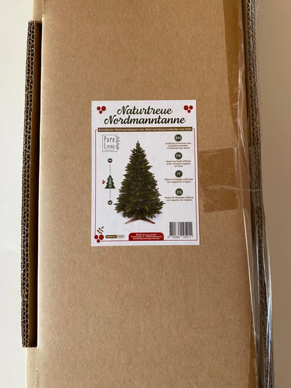 Pure Living albero di Natale artificiale 90 cm realistico legno