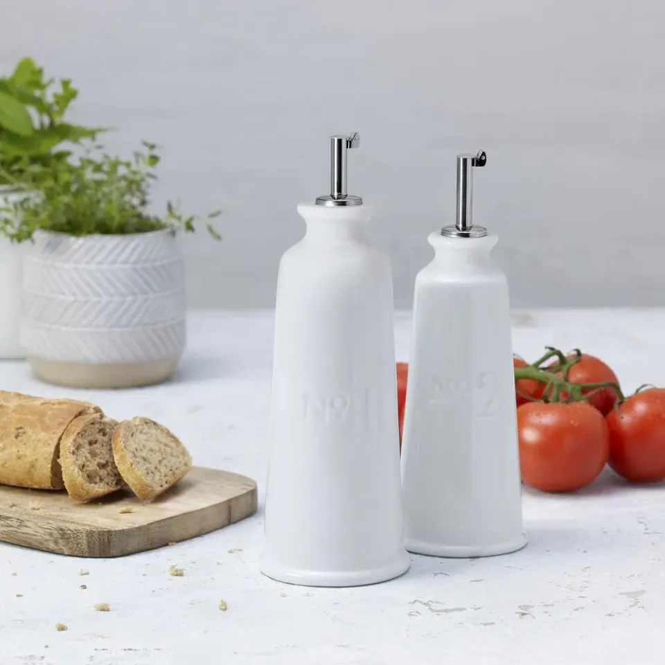 Fitz and Floyd Everyday White Bistro oliera porcellana 2 pezzi