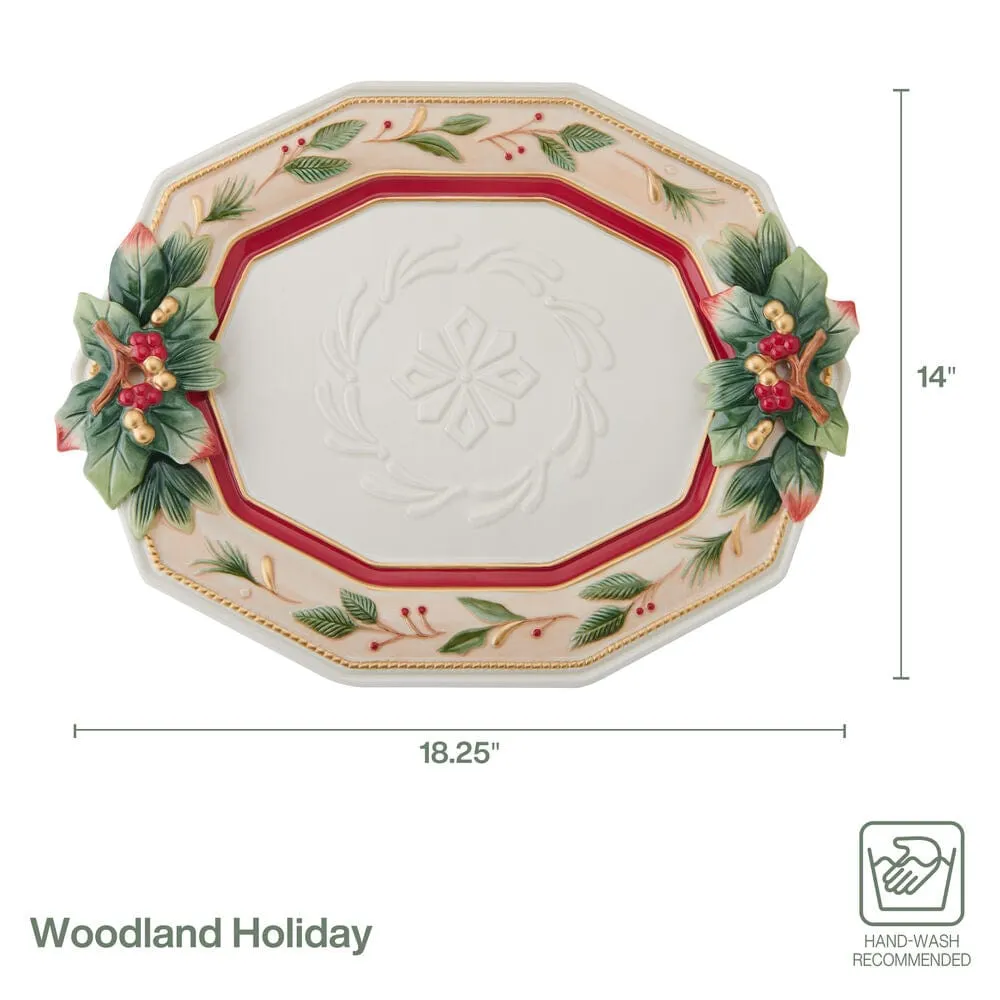 Fitz and Floyd Woodland Holiday vassoio portata in ceramica