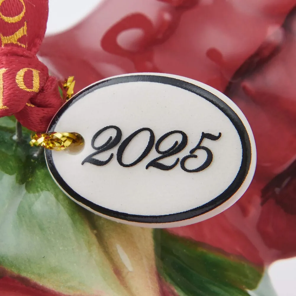 Fitz and Floyd Poinsettia Cardinal 2025 ornamento Natale rosso