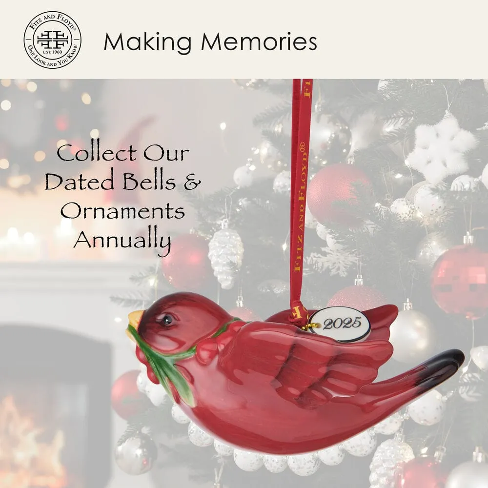 Fitz and Floyd Poinsettia Cardinal 2025 ornamento Natale rosso