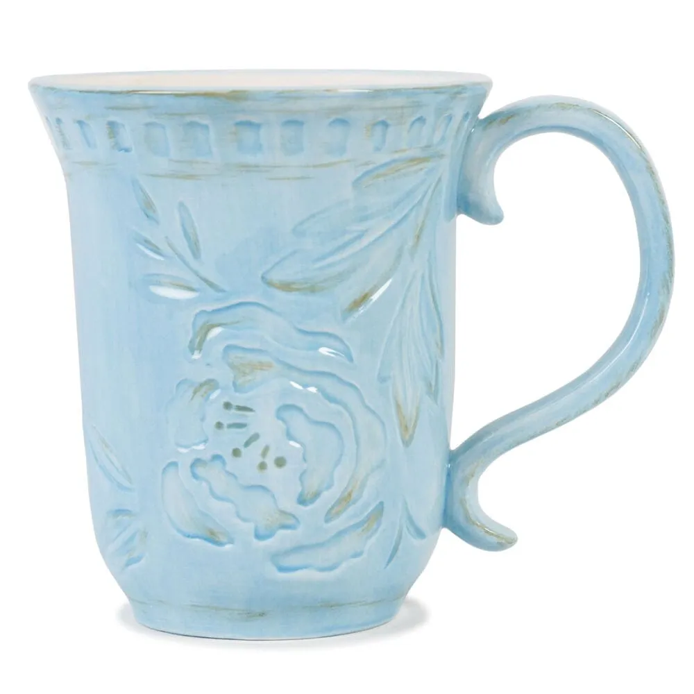 Fitz and Floyd Toulouse Blue set 4 mug in gres blu