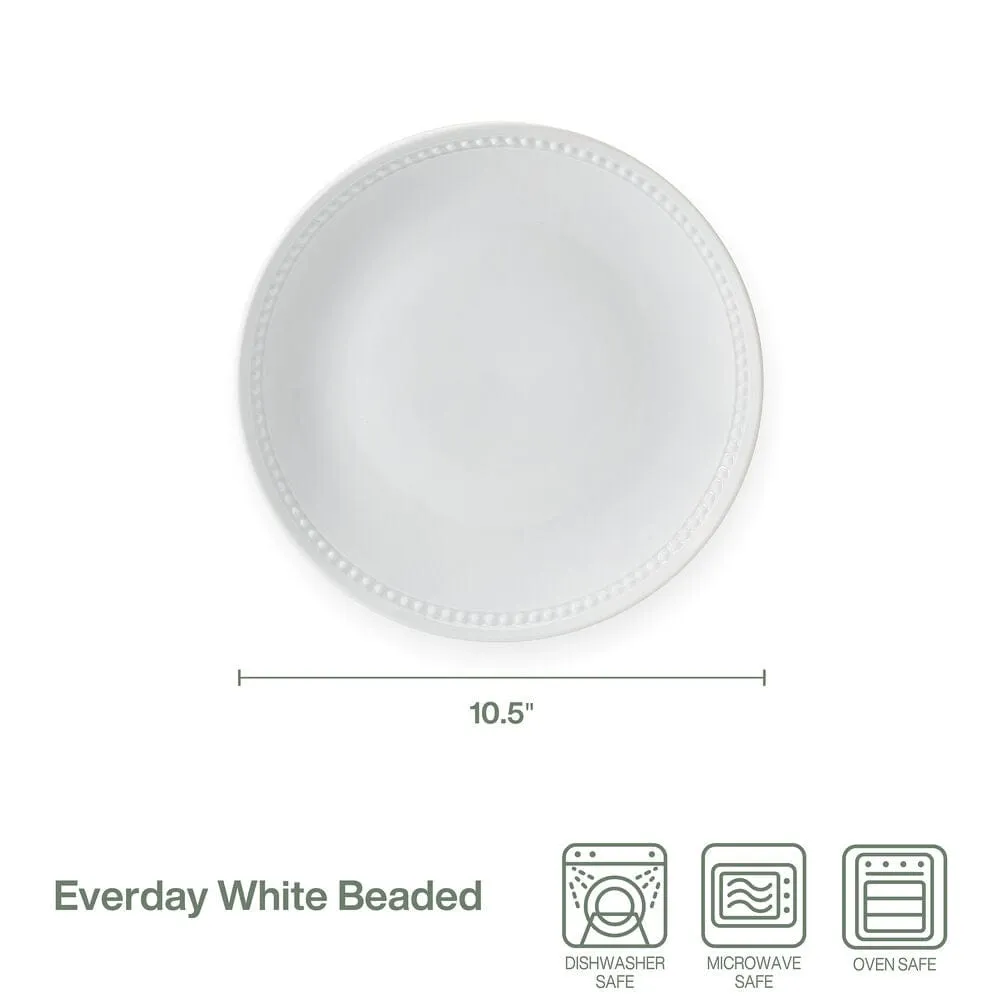 Fitz and Floyd Everyday White Beaded Coupe piatti piani set 4 porcellana