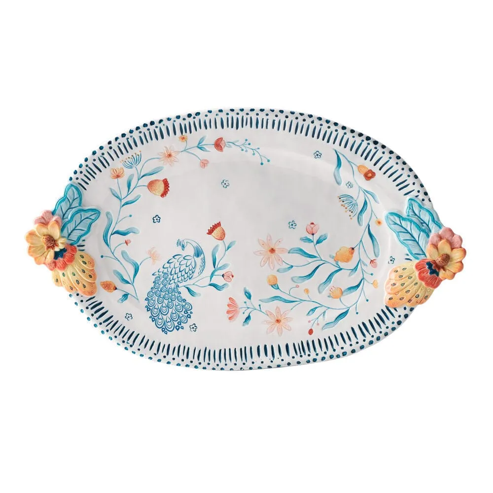 Fitz and Floyd Gracie vassoio da portata 48 cm pavone