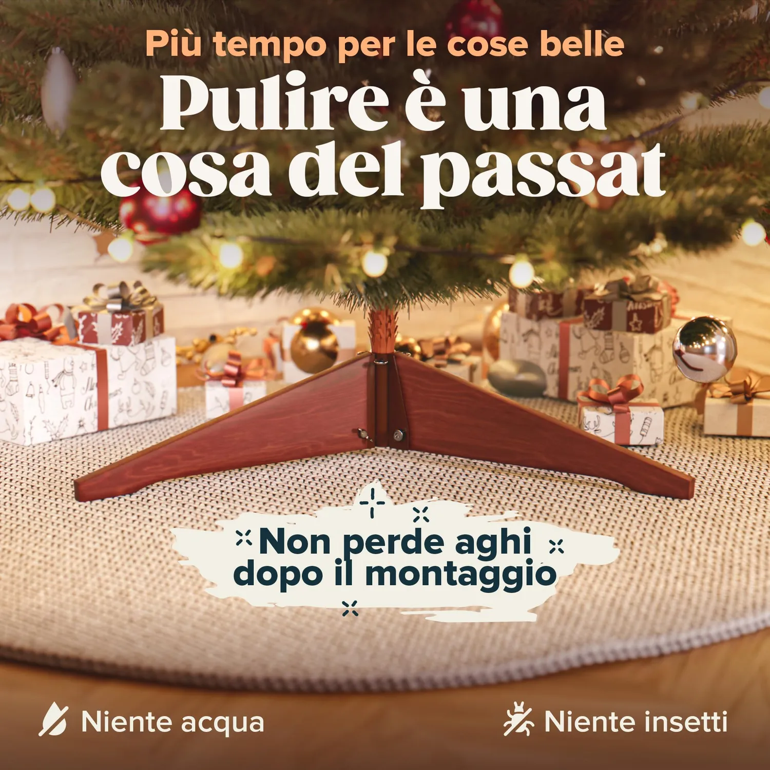 Pure Living albero di Natale artificiale 90 cm realistico legno