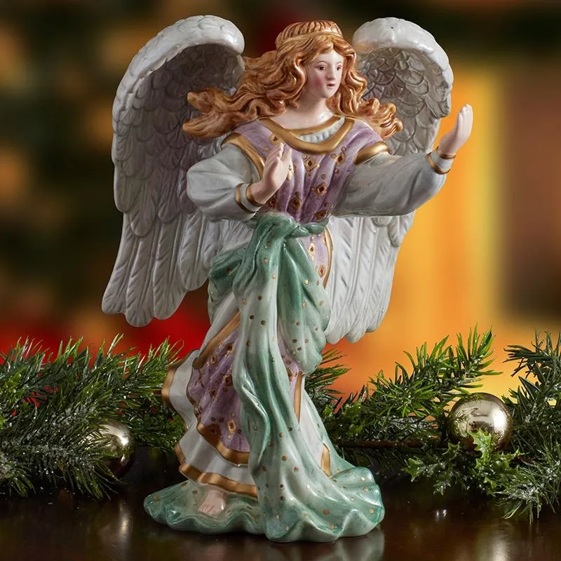 Fitz and Floyd Nativity Angelo Statuetta 26 cm Dipinta a Mano